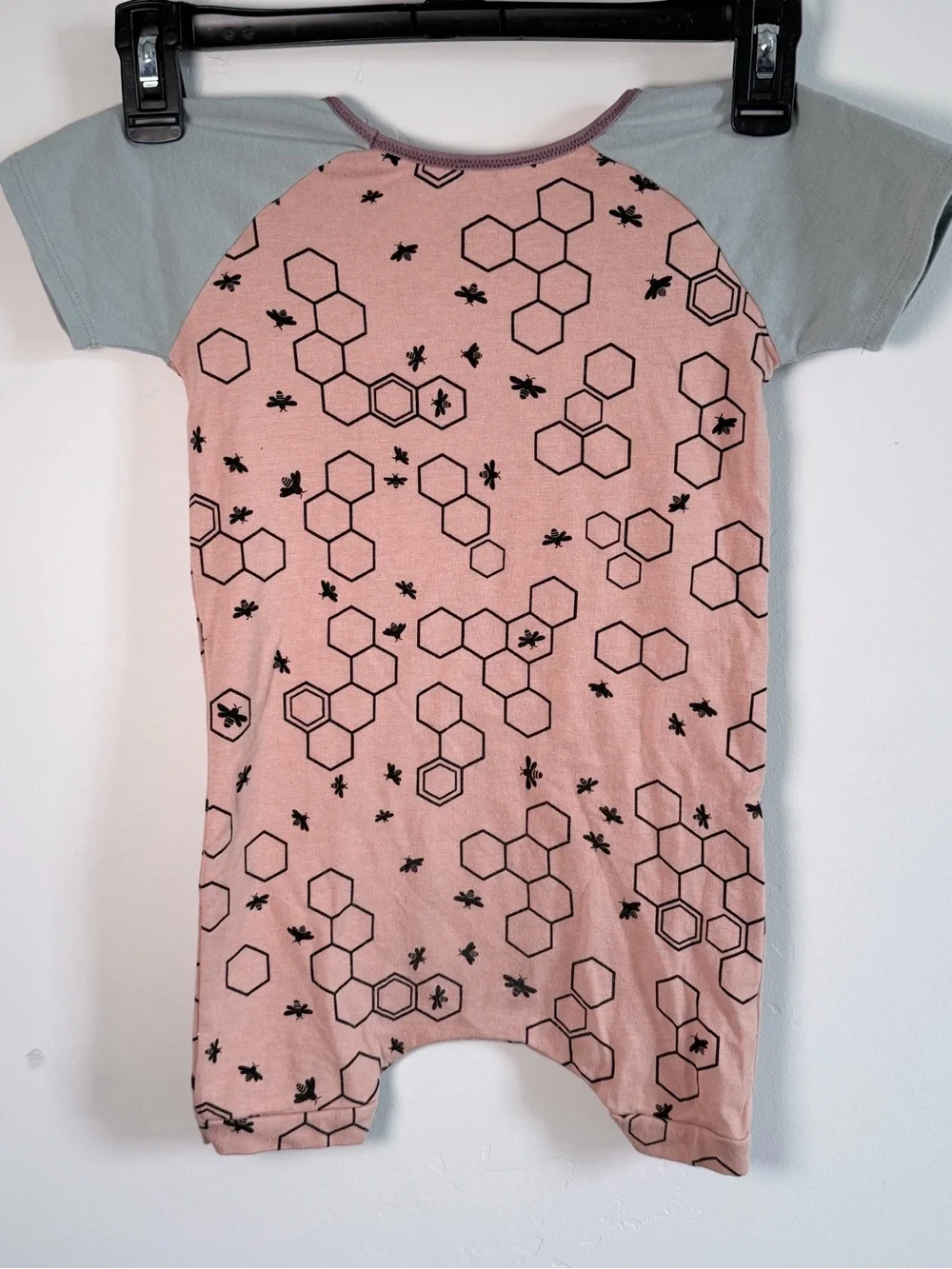 Rags Pink Honeycomb Raglan Short Romper